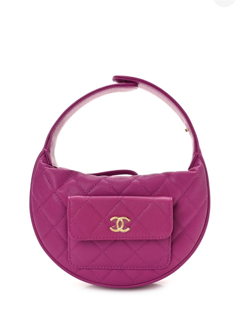Caviar Quilted Polly Pocket Pouch Hobo Pink - Picture 6 of 7